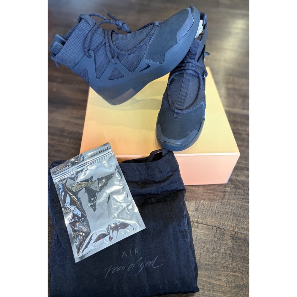 Nike Air Fear of God 1 Triple Black 2020 Mens Size 7.5 AR4237-005 New Box Bag